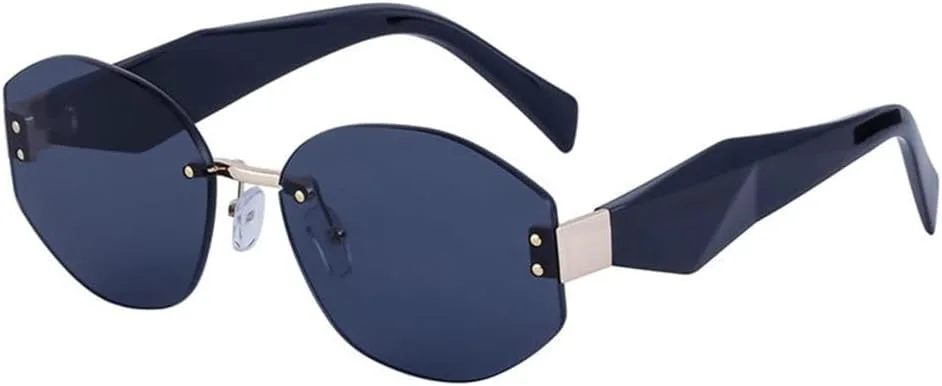 

Винтажные солнцезащитные очки без оправы для женщин, роскошные ретро-панк солнцезащитные очки для женщин, защита от УФ-излучения UV400 TYUVIVO, C1goldblack