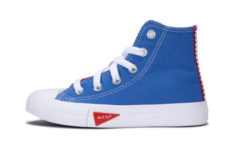 Chuck Taylor All Star Дышащие Прочные Детские Высокие Кроссовки из Хлопка Синий Красный Converse для Детей 3-7 Лет — фото 2