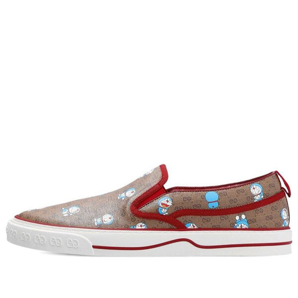 Кроссовки x doraemon gg supreme monogram slip on 'new cherry red' Gucci, красный