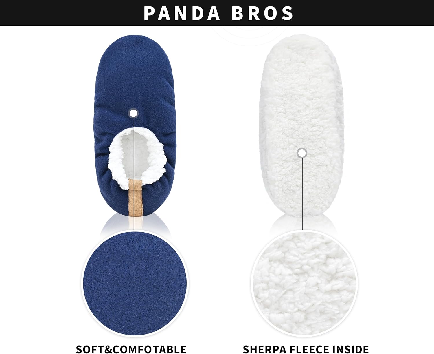 Мужские носки-тапочки Panda Bros, низкие, супер мягкие и теплые, для дома с противоскользящей подошвой, темно-синий — фото 2