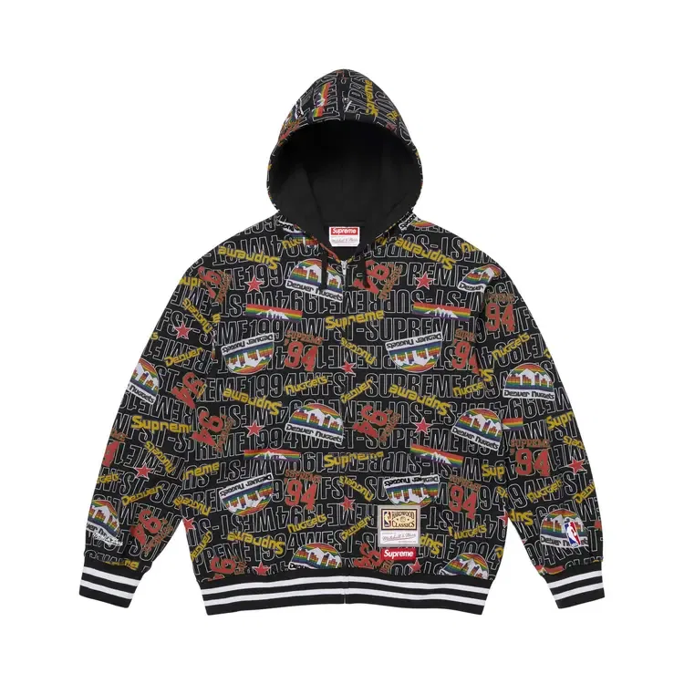 Толстовка с капюшоном на молнии Supreme x Mitchell & Ness Teams, черный