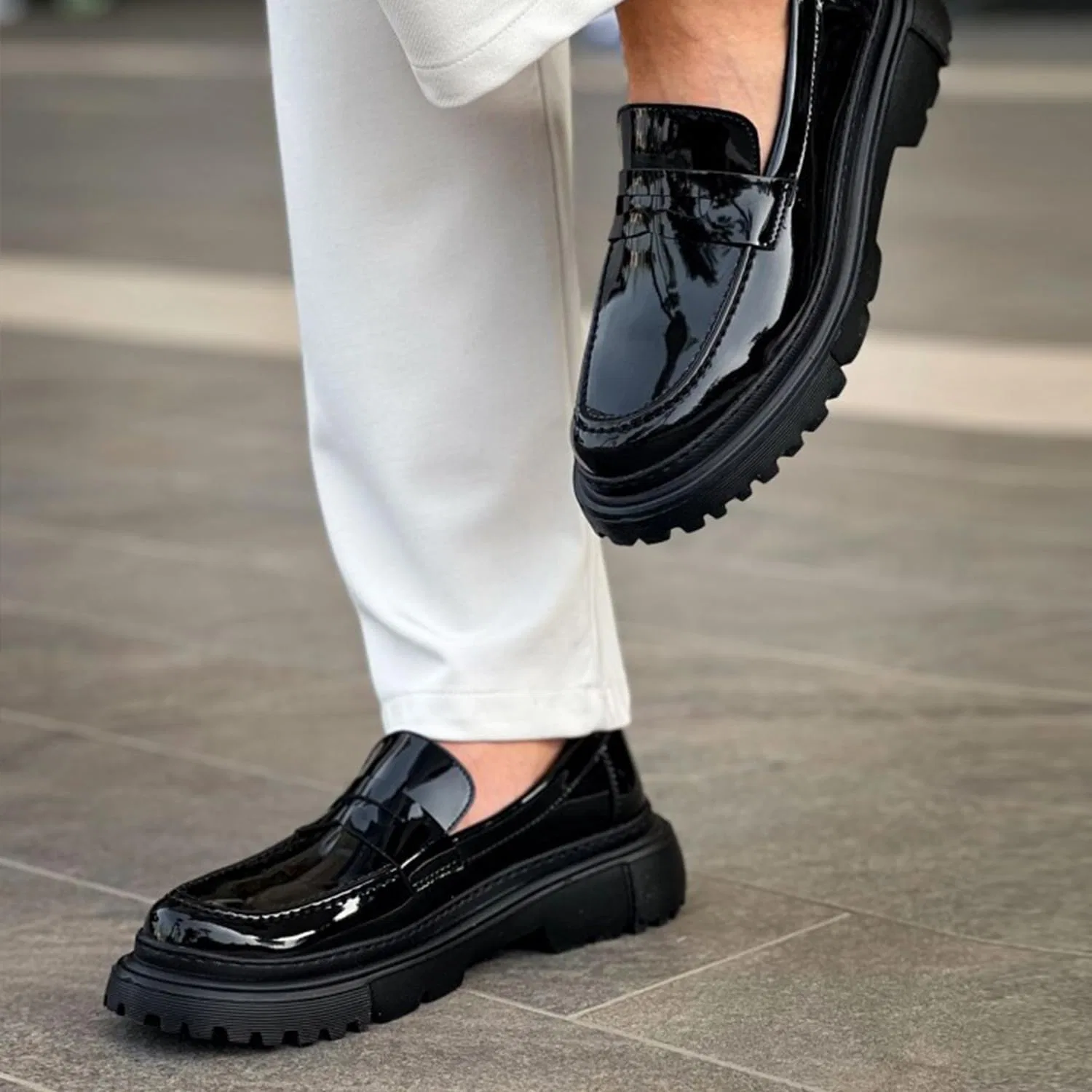 Туфли-лоферы Solaress 2417 Penny Loafer для повседневной носки и офиса solaress seyahat aksesuarları, Black (Black Varnish) — фото 3