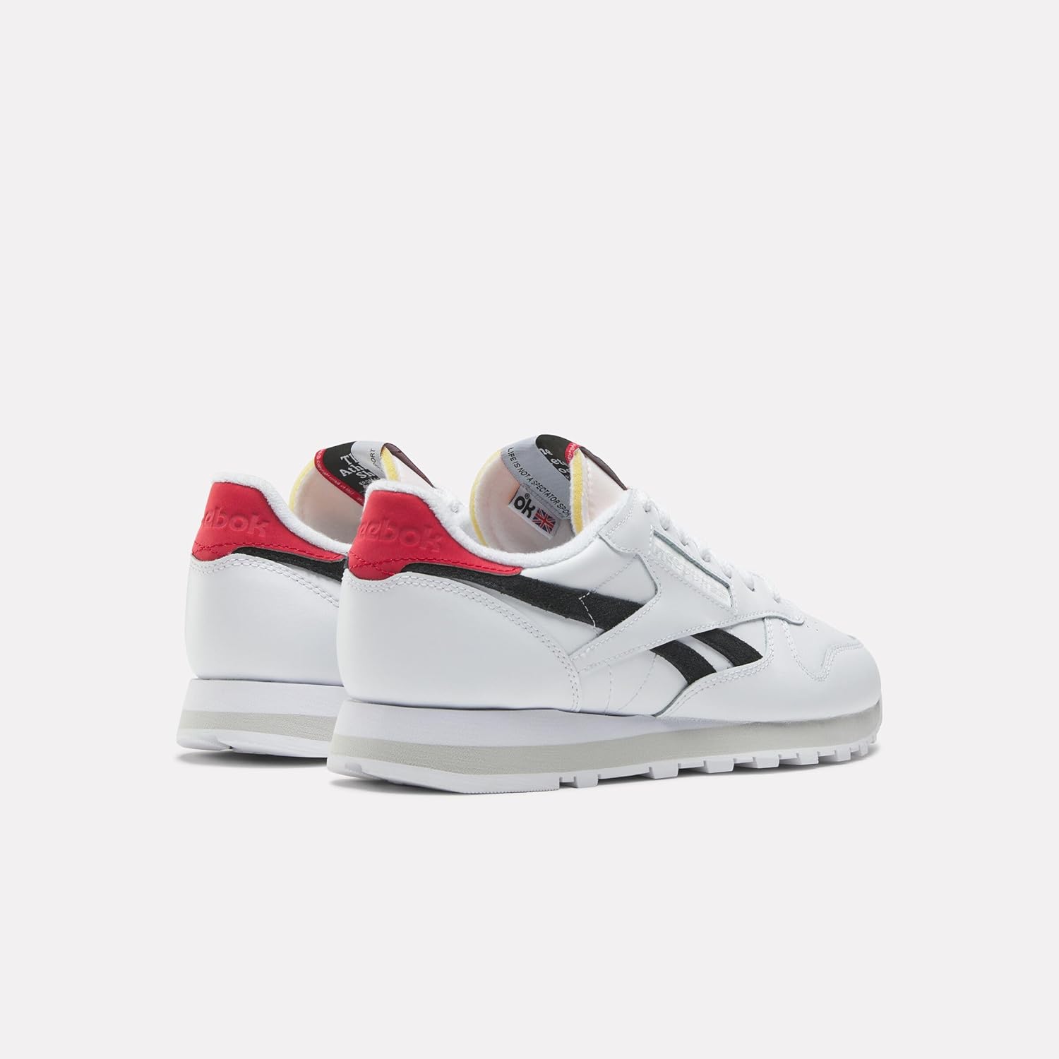 Классические кожаные кроссовки для взрослых, унисекс V1 Reebok, белый/черный/красный — фото 3