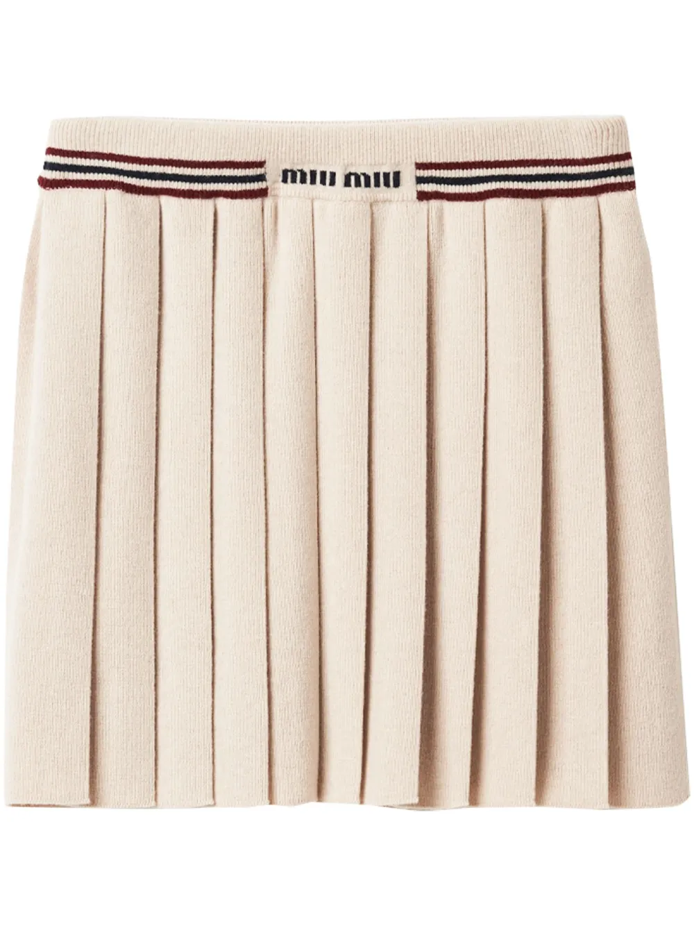

Кашемировая юбка мини со складками MIU MIU, нейтральный