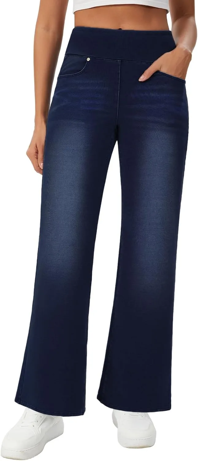 

Женские джинсы с высокой посадкой Stretchy Pull On Bootcut с карманами Amzdora