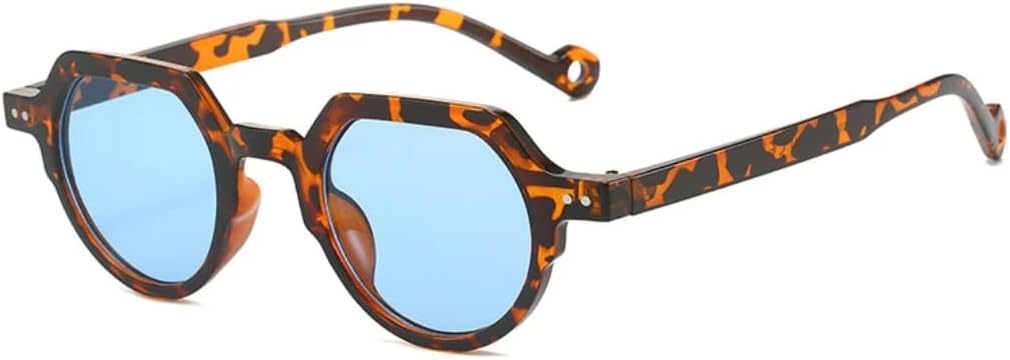 

Модные маленькие овальные солнцезащитные очки для женщин с защитой от УФ-излучения UV400, винтажные, в стиле панк, с заклепками, конфетного цвета, мужские с леопардовым принтом UATXTAU, Leopard Blue