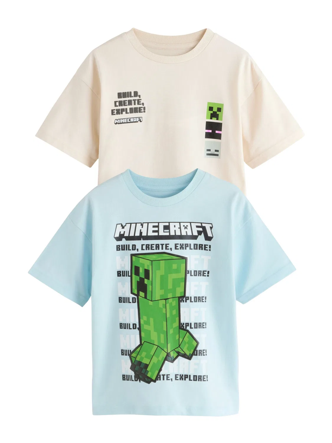 Футболка с надписью 'Minecraft' Next, Beige/Light Blue