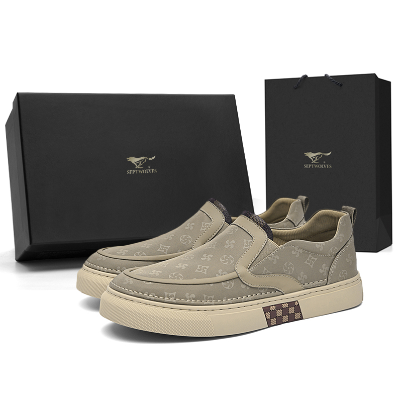 

SEPTWOLVES Низкие скейтерские кроссовки мужские хаки, цвет Khaki (Standard Leather Shoe Size)