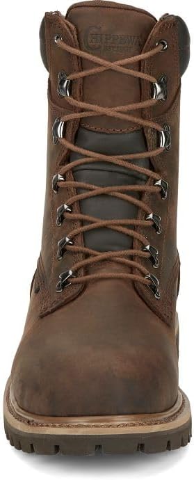 Мужские строительные ботинки Chippewa Birkhead 8" с водонепроницаемой стальной защитой носка и утеплителем - рабочая коллекция - резиновая подошва, кожа полного зерна — фото 3