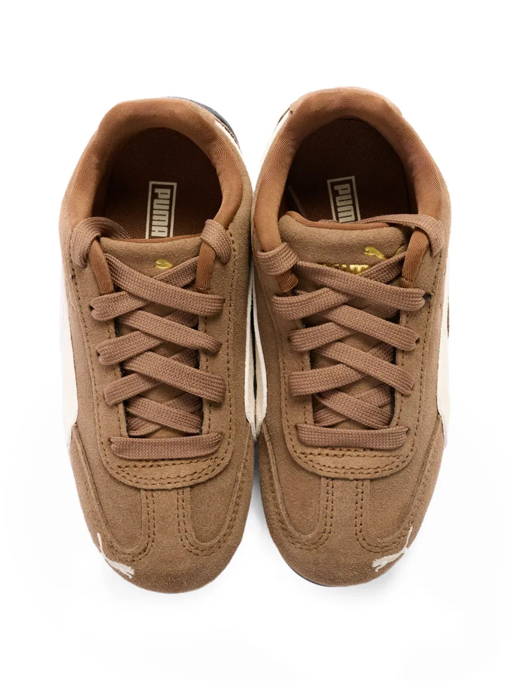 Низкие кожаные кроссовки Puma Kids, коричневый — фото 4