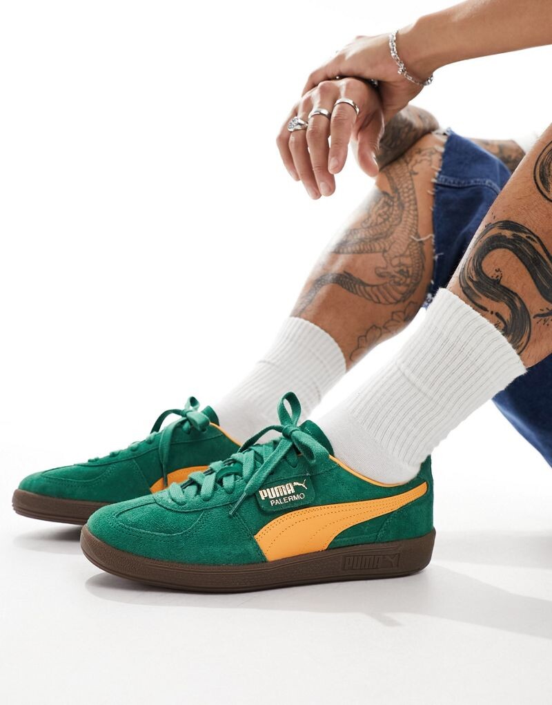 

Кроссовки PUMA Palermo зеленого и оранжевого цвета, Зеленый, Кроссовки PUMA Palermo зеленого и оранжевого цвета