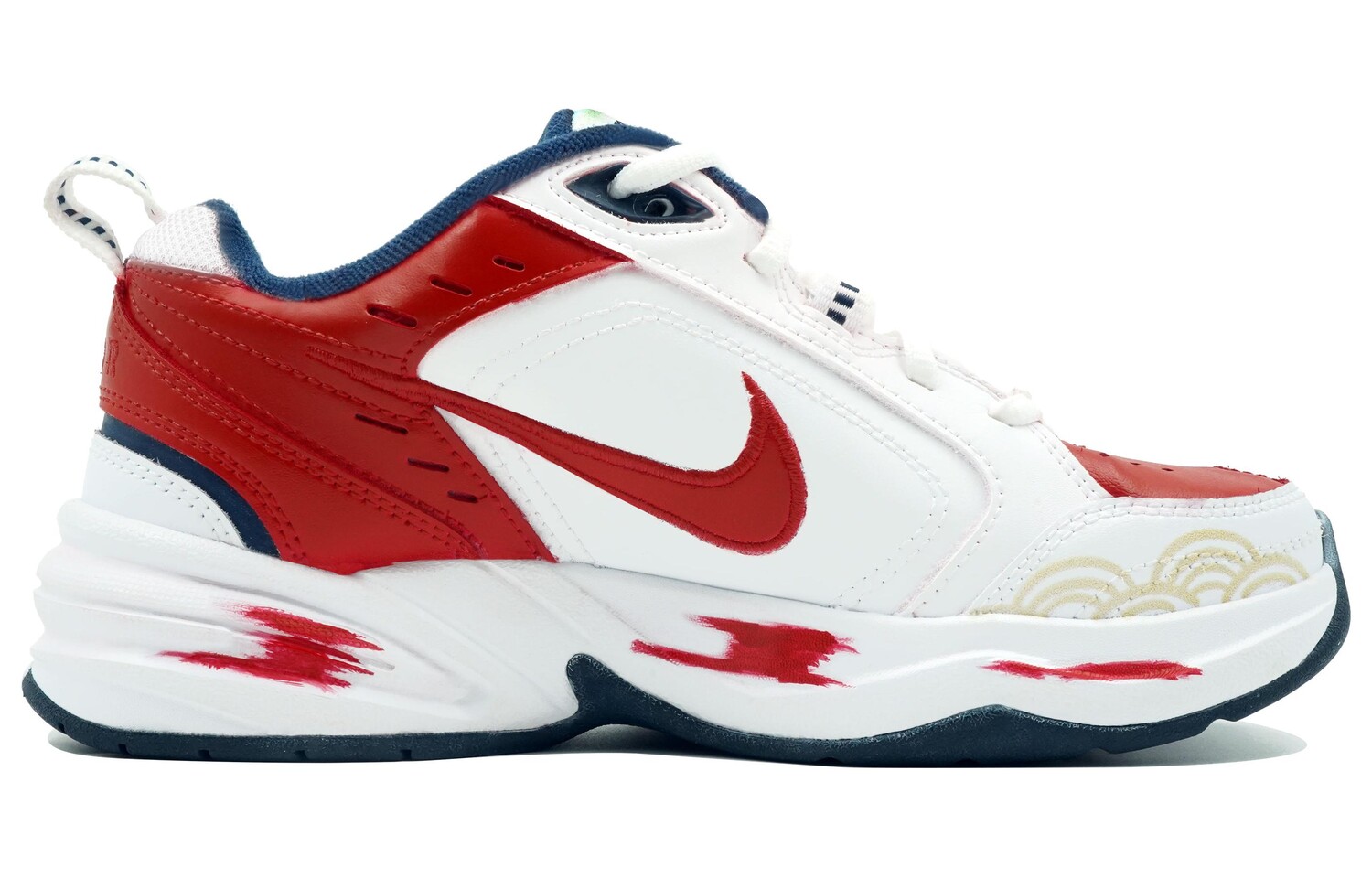 Кастомизированные кроссовки Nike Air Monarch 4 Chunky Sneakers Unisex, белый/красный — фото 2