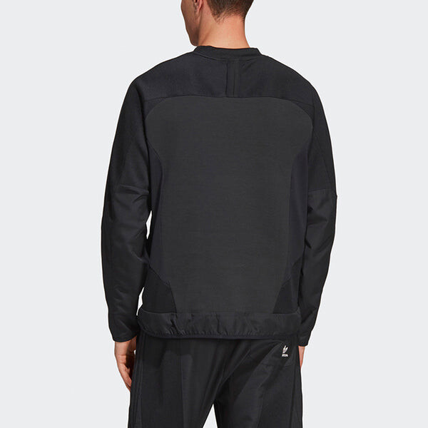 Толстовка originals sweatshirt splicing casual sports round neck pullover black Adidas, черный — фото 4
