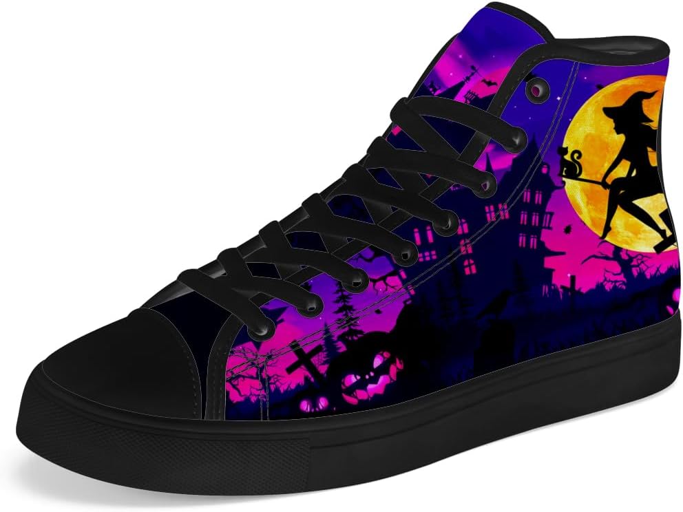 

Мужские и женские высокие кеды на Хэллоуин chebing, высокие сникерсы на шнуровке, повседневная обувь, пурпурный