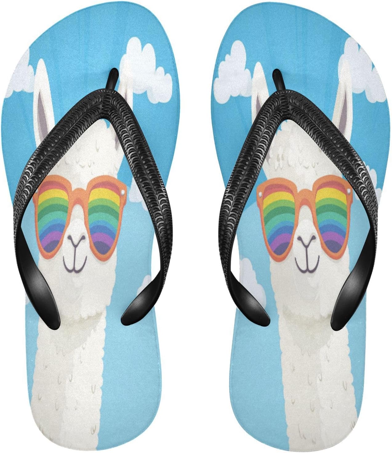 

Милые шлепанцы с альпакой и белыми облаками, пляжные шлепанцы-вьетнамки, резиновые нескользящие летние тапочки для женщин и мужчин для прогулок Sinestour