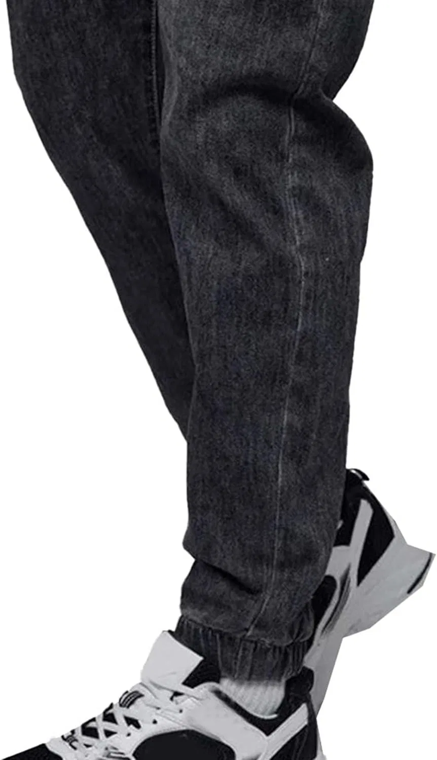 Джинсы свободные, Men's Drawstring Jogger, Black — фото 4