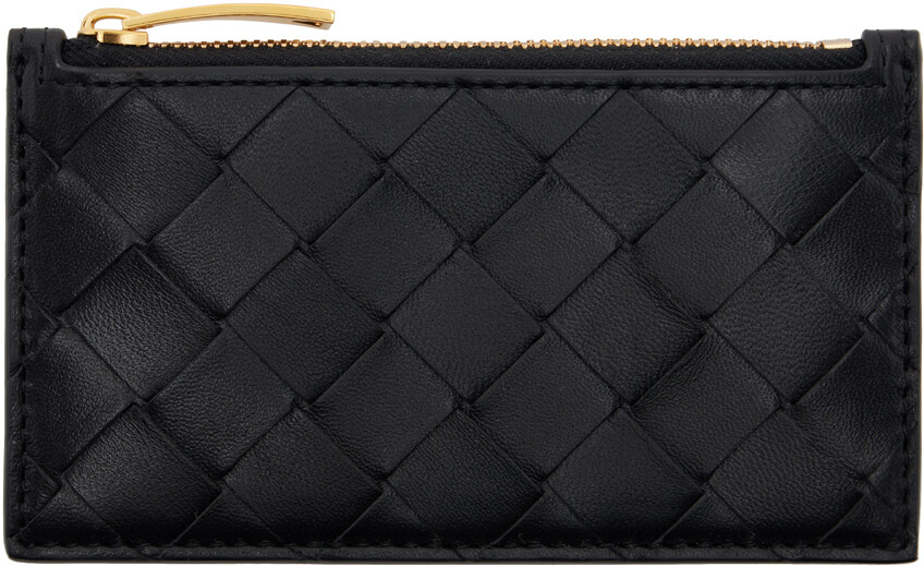 

Черный держатель для карт Intrecciato Zip Bottega Veneta