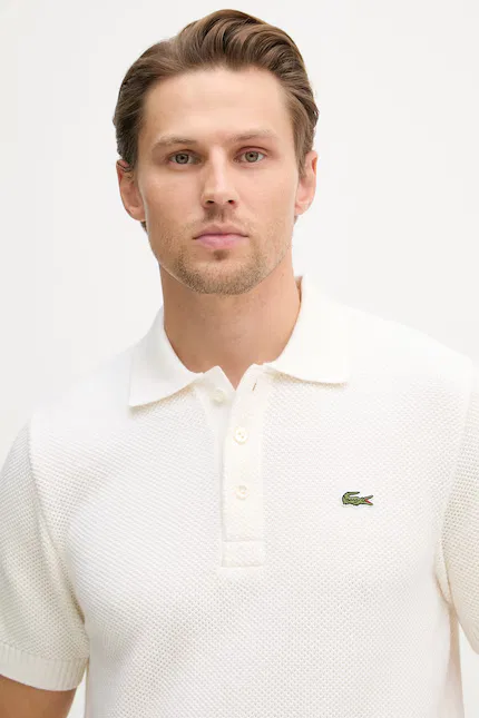 Свитер-поло с добавлением шерсти Lacoste, бежевый — фото 4