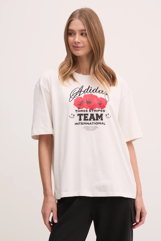 

Футболка с цветочным принтом Flower Tee Adidas Originals, бежевый