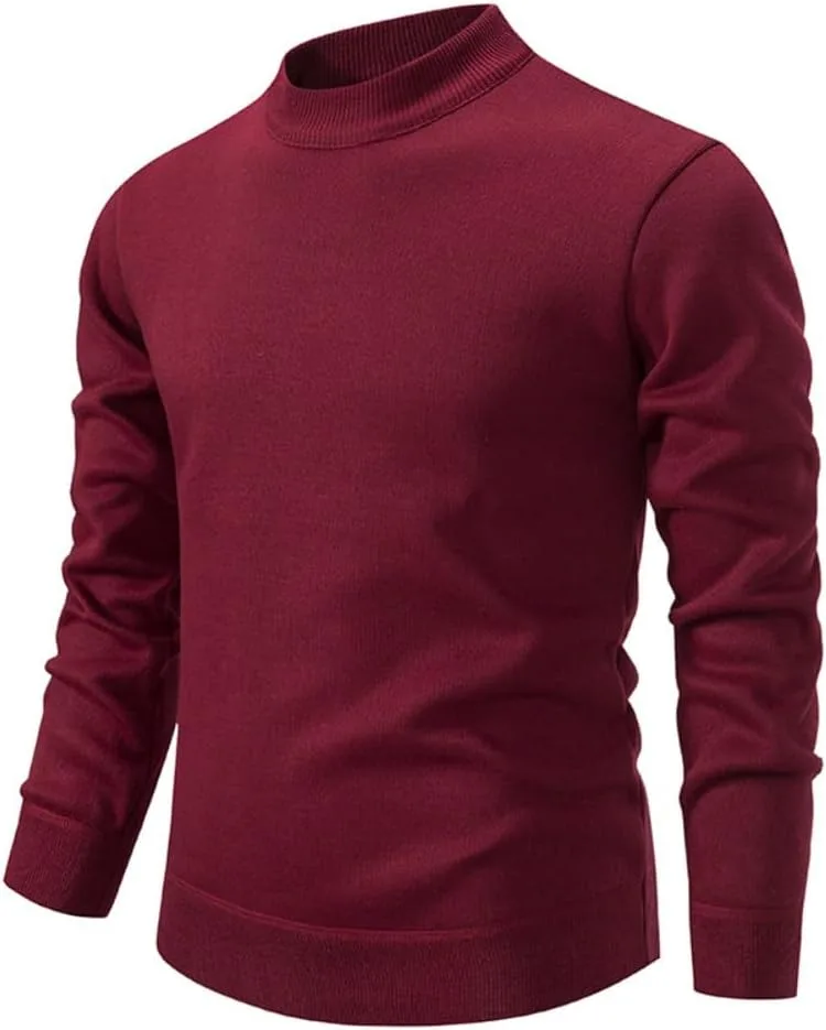 Мужской однотонный вязаный свитер Fall Winter Slim Thickened Casual Warm Pullover — фото 2