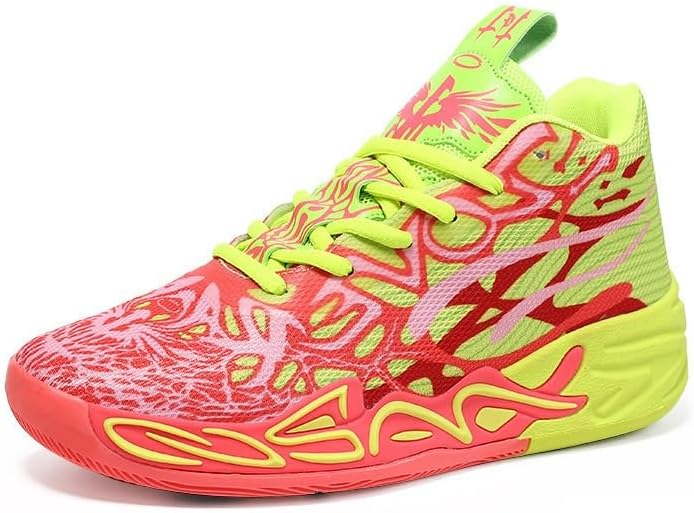 

Мужские высокие кроссовки для баскетбола с сеткой, дышащие, нескользящие, модные для активного отдыха на улице Solastride, красный/желтый