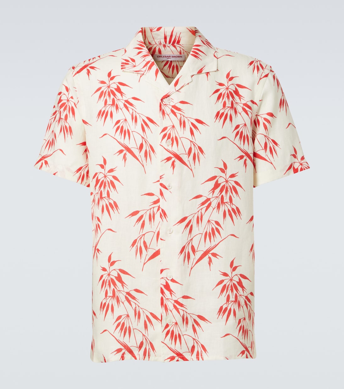 

Рубашка из льна с принтом Hibbert Orlebar Brown, White Sand/ Summer Red