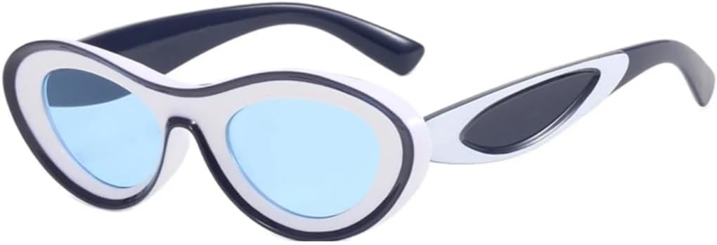 

Овальные солнцезащитные очки «кошачий глаз» для женщин и мужчин, в стиле ретро-панк, модные очки для путешествий, очки для вождения, защита от УФ-излучения UV400 VVTWSSW, Black White Blue