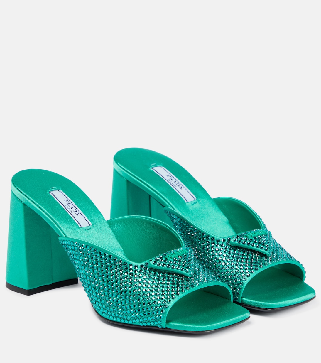 Атласные мюли, украшенные кристаллами Prada, Assenzio