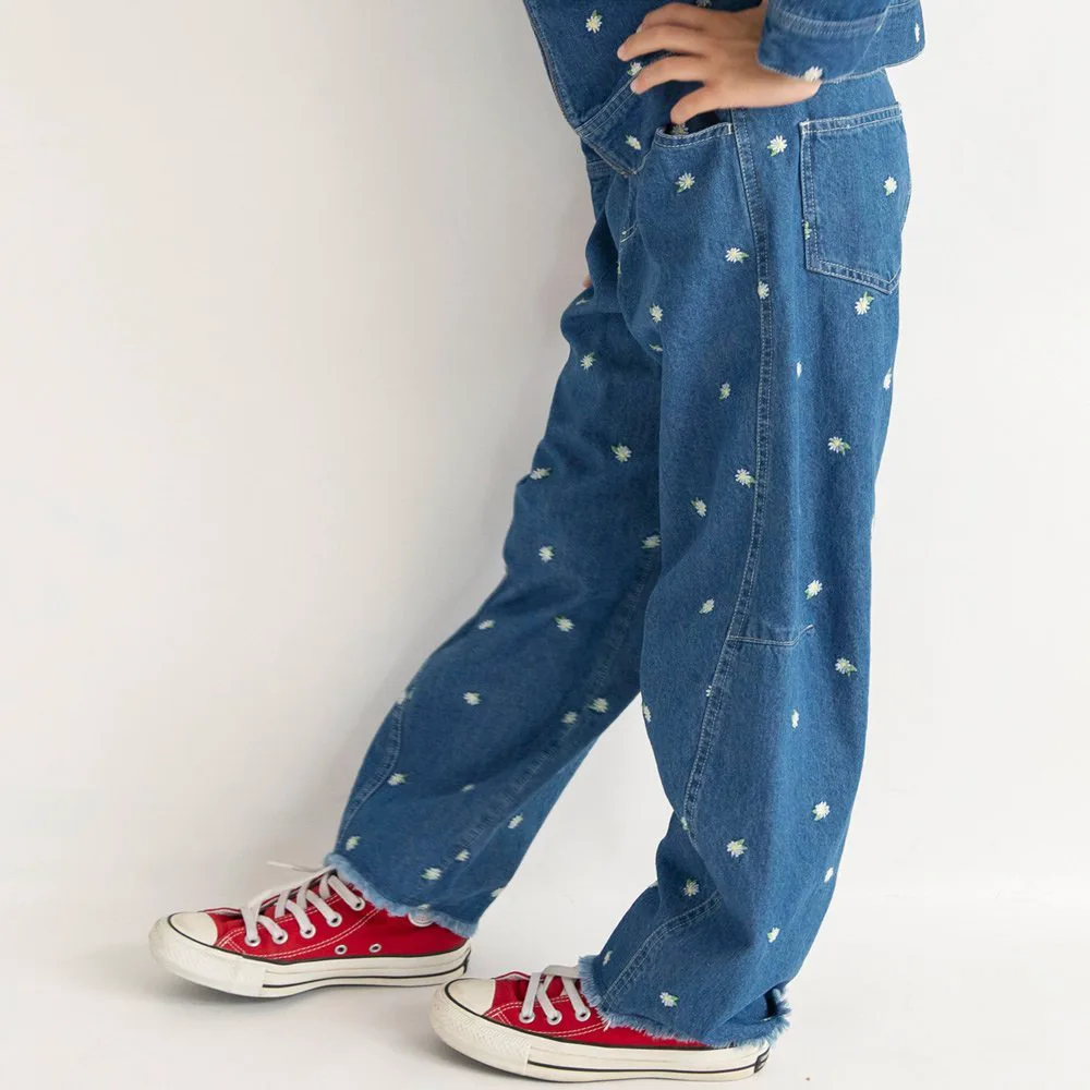 Джинсовые брюки с цветочной вышивкой Branshes, blue