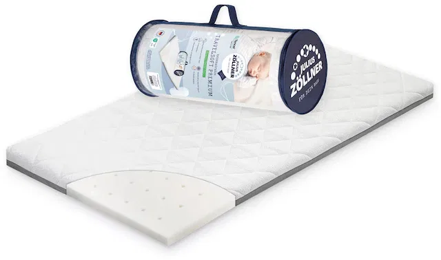 Детский матрас Julius Zollner Travelsoft Premium, матрас 120x60 см Идеально для путешествий! Высота 5 см, 1 шт., скручиваемый матрас для детских кроваток - включая практичную сумку для переноски, белый