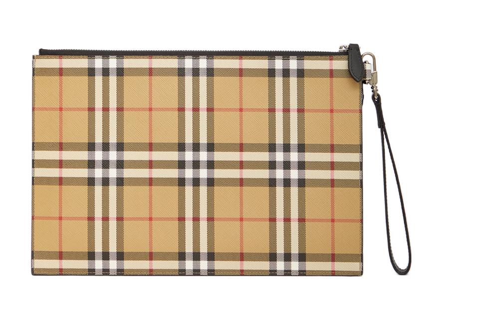 Винтажная кожаная клатч Burberry Regular Men's Light Umber — фото 3