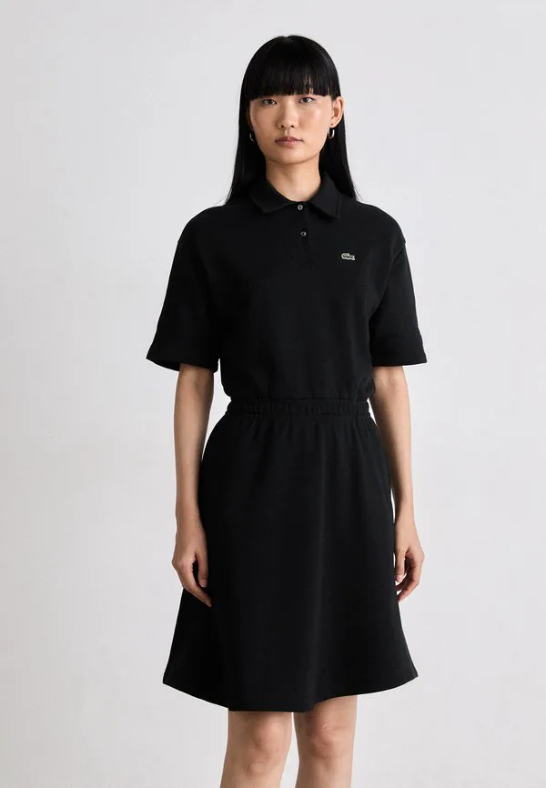 Платье-рубашка Lacoste Black, однотонное, до колена