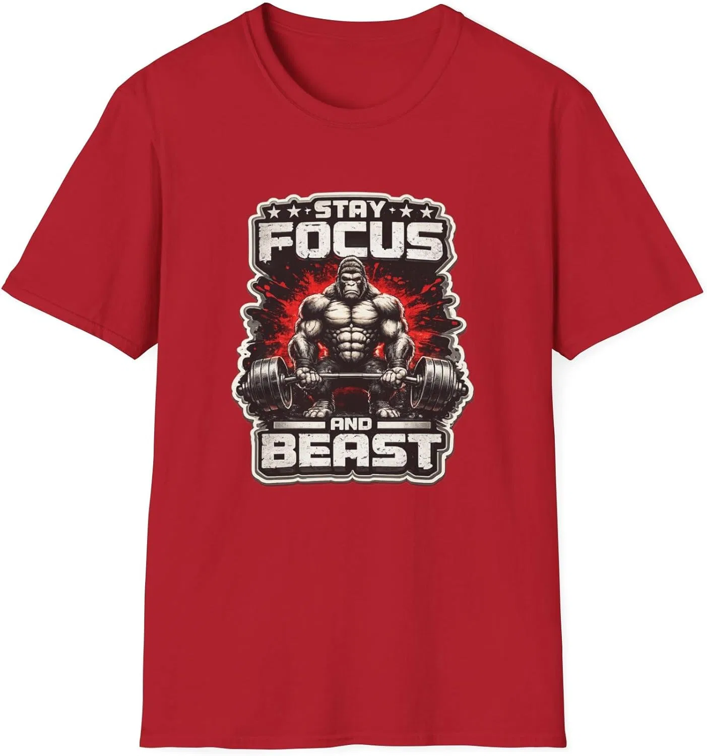 Футболка с принтом Stay Focus and Beast, GENERIC, Cherry Red