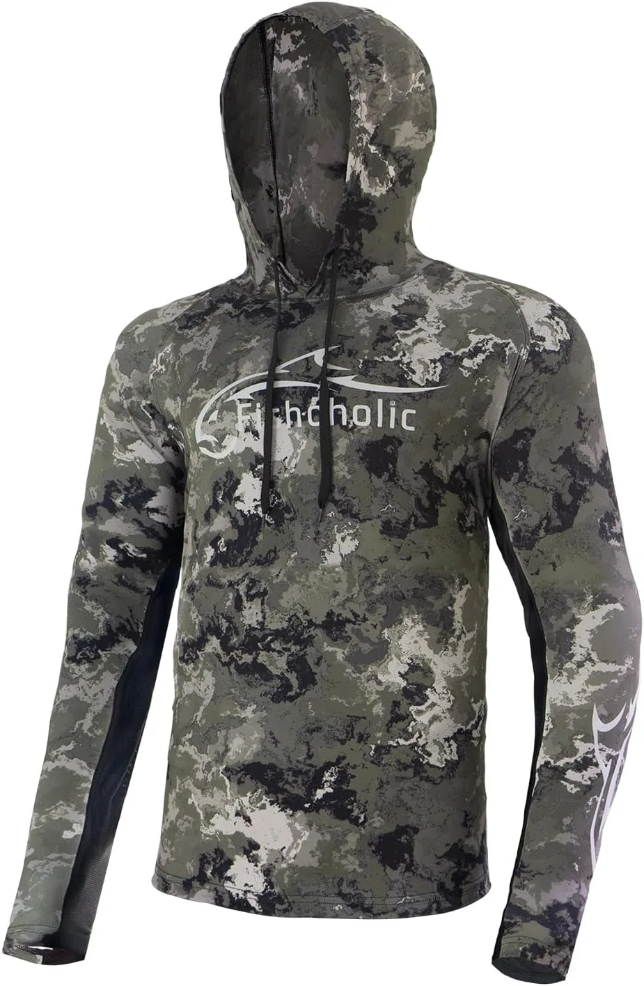 

Футболка для рыбалки Fishoholic UPF 50 с длинным рукавом и капюшоном