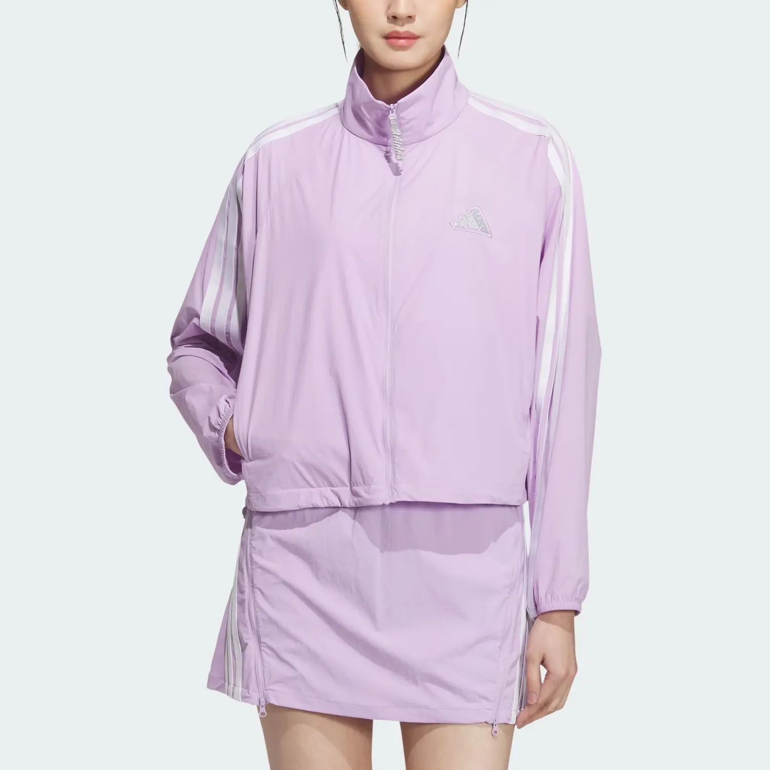 Adidas Сюжет Легкая Куртка Женская, Powder Plum Purple/White — фото 2
