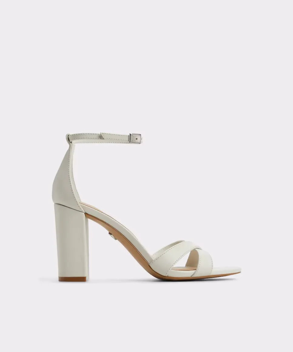 Женские кожаные босоножки на каблуке с круглым носком Aldo, белый