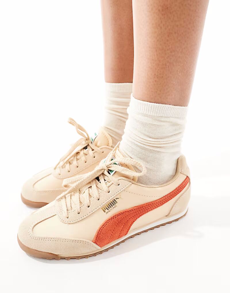 Кроссовки Puma Arizona бежевого и красного цвета — фото 4