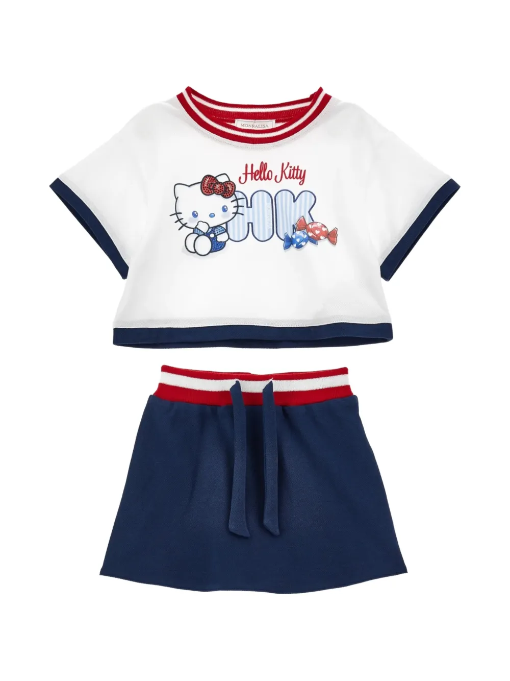 

Комплект с юбкой и графическим принтом Monnalisa, белый