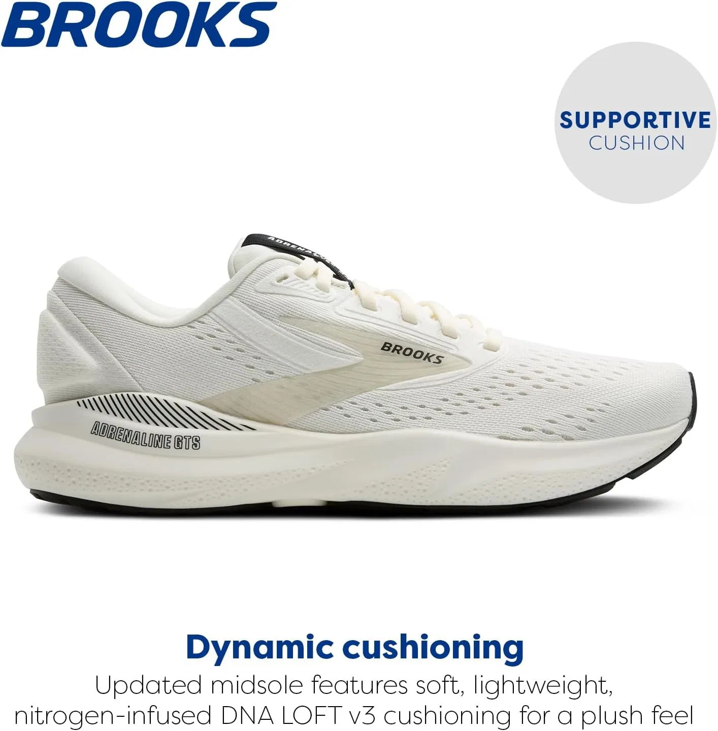 Мужские беговые кроссовки Brooks Adrenaline GTS 24 с поддерживающей подошвой, Coconut Black White Sand — фото 2