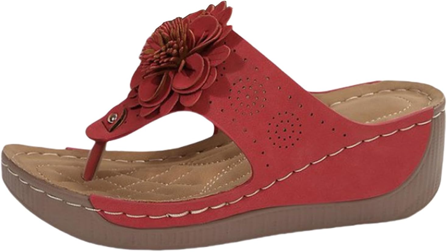 

Летние женские шлепанцы с вырезами, открытый носок, танкетка, слайд-сандалии, дышащие, на липучке, ортопедические, повседневные легкие шлепанцы с поддержкой свода стопы Kajxz, красный