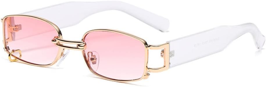 

Маленькие прямоугольные панк-солнцезащитные очки для женщин, винтажное металлическое кольцо-украшение, мужские солнцезащитные очки с защитой от УФ-излучения UV400 generic, 3