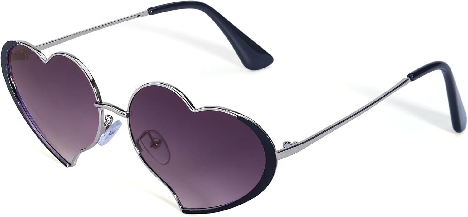 

Солнцезащитные очки FancyPink для женщин в форме сердца — тонкая металлическая оправа, очаровательная форма сердца, идеально подходит для вечеринок, музыкальных мероприятий и отдыха на природе, A02-gold Frame Grey Lenses