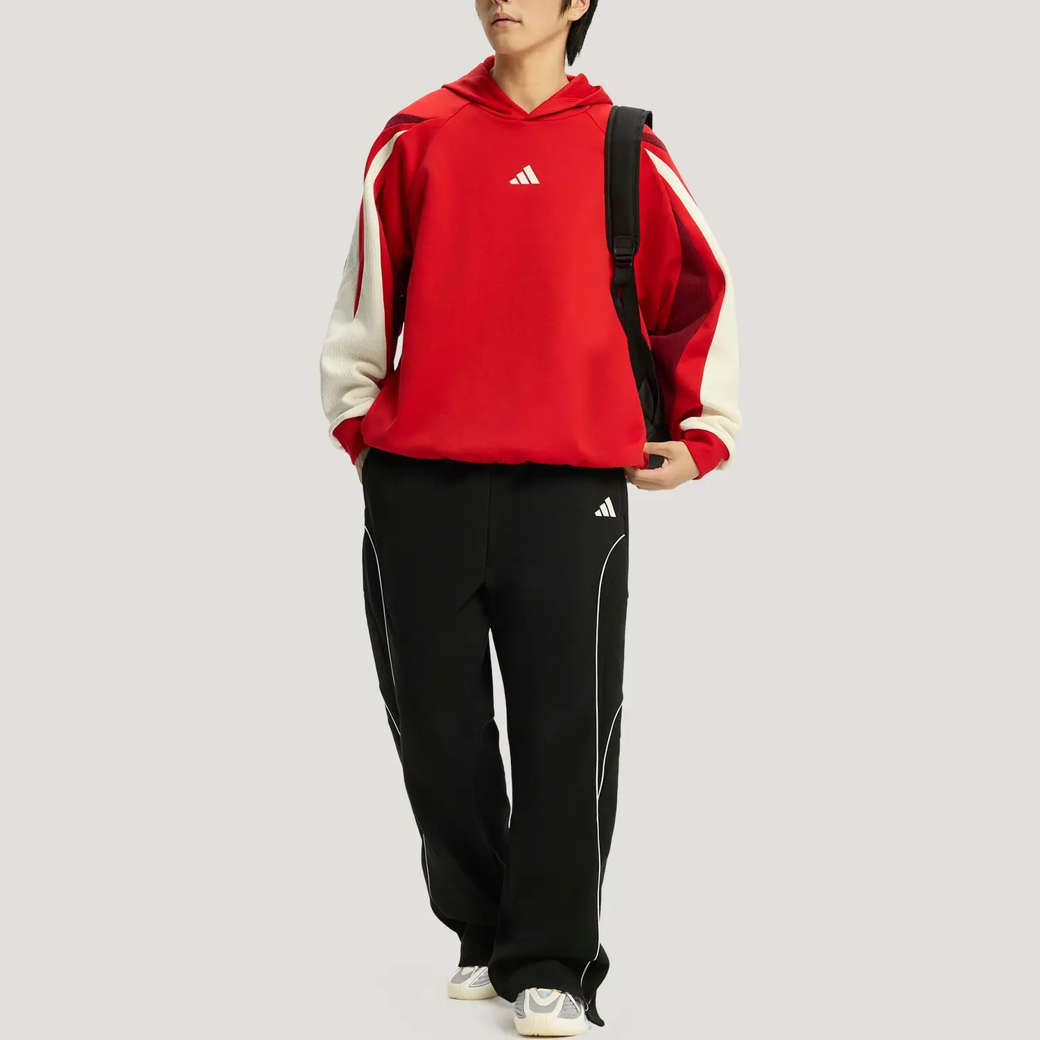 BASKETBALL мужской свитшот Adidas, светло scarlet/белый — фото 4