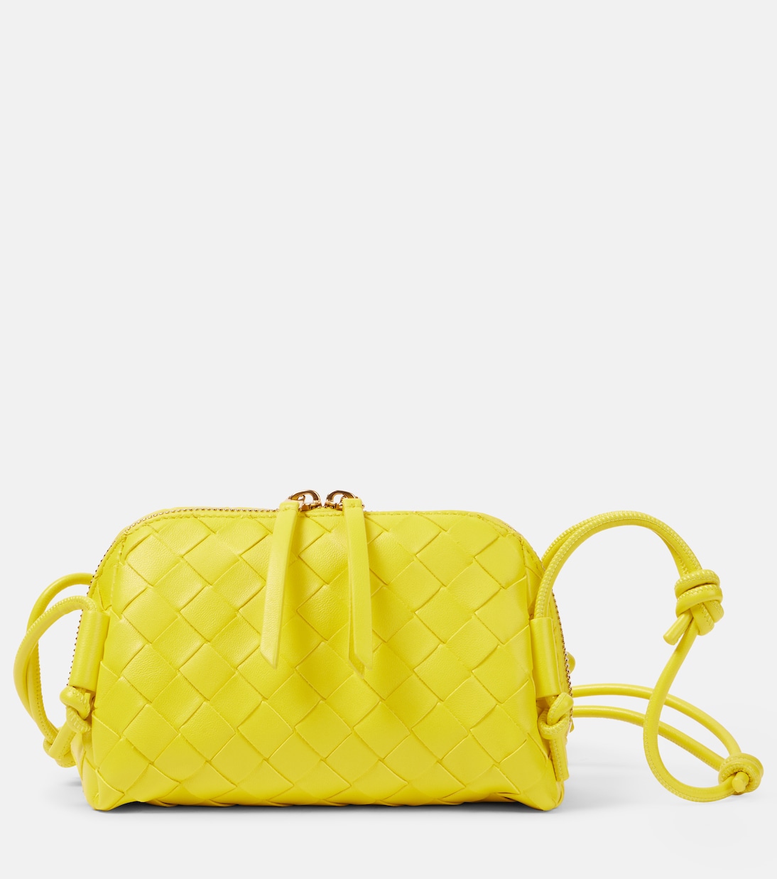 

Концертная плечевая сумка из кожи Intrecciato Bottega Veneta, Daffodil-Gold