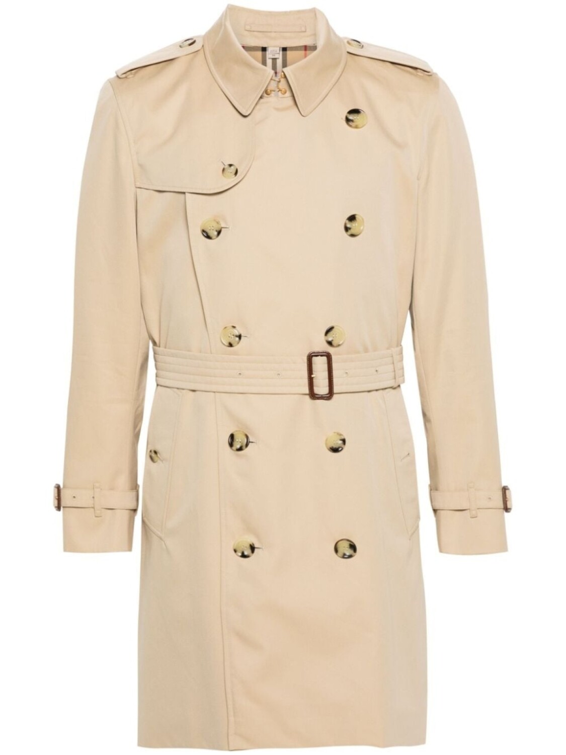 

Двубортный тренч Burberry, нейтральный цвет
