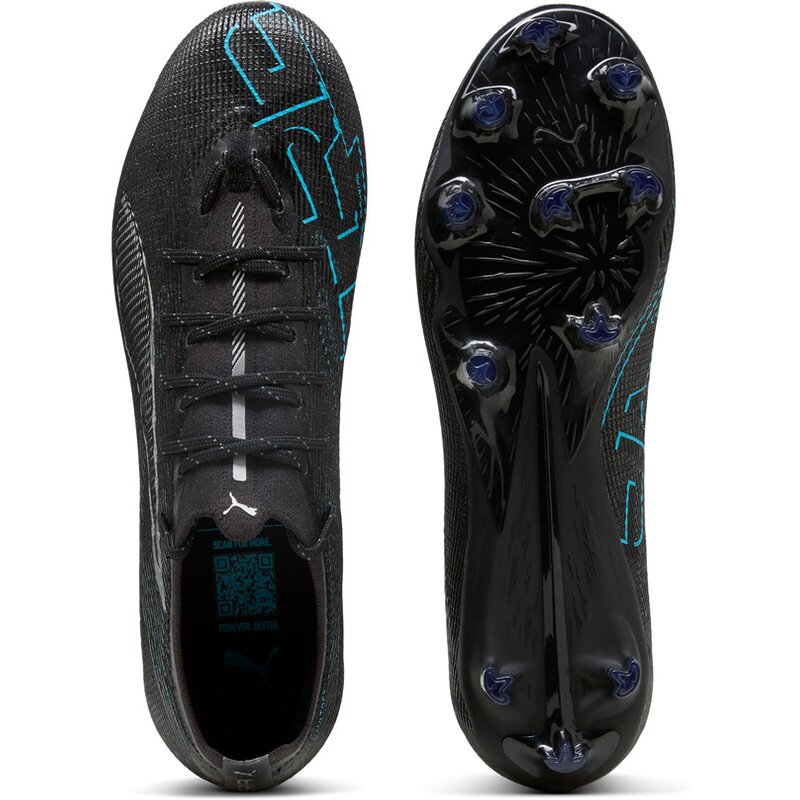 Футбольные бутсы для игры на траве ultra 5 pro fg/ag Puma, цвет puma black-puma silver-bright aqua — фото 2