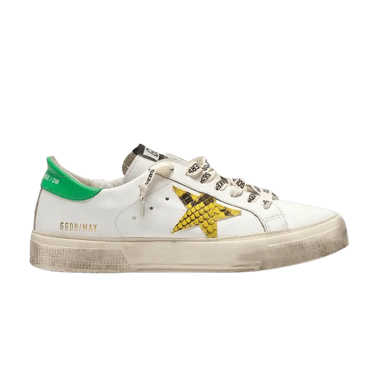 

Кроссовки Golden Goose Wmns May White Green Snakeskin, белый