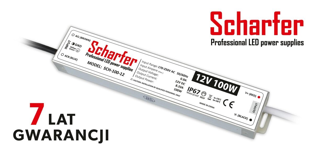 

Блок питания герметичный светодиодный 12В 100Вт Scharfer 7Y