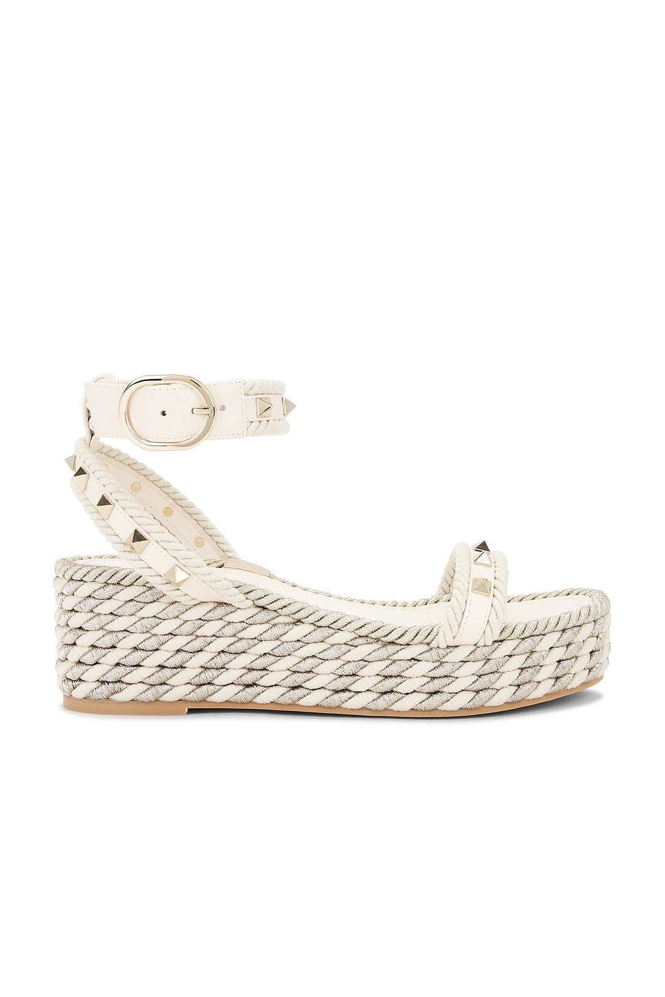 Rockstud Flatform Эспадрильи Valentino Garavani, Light Ivory