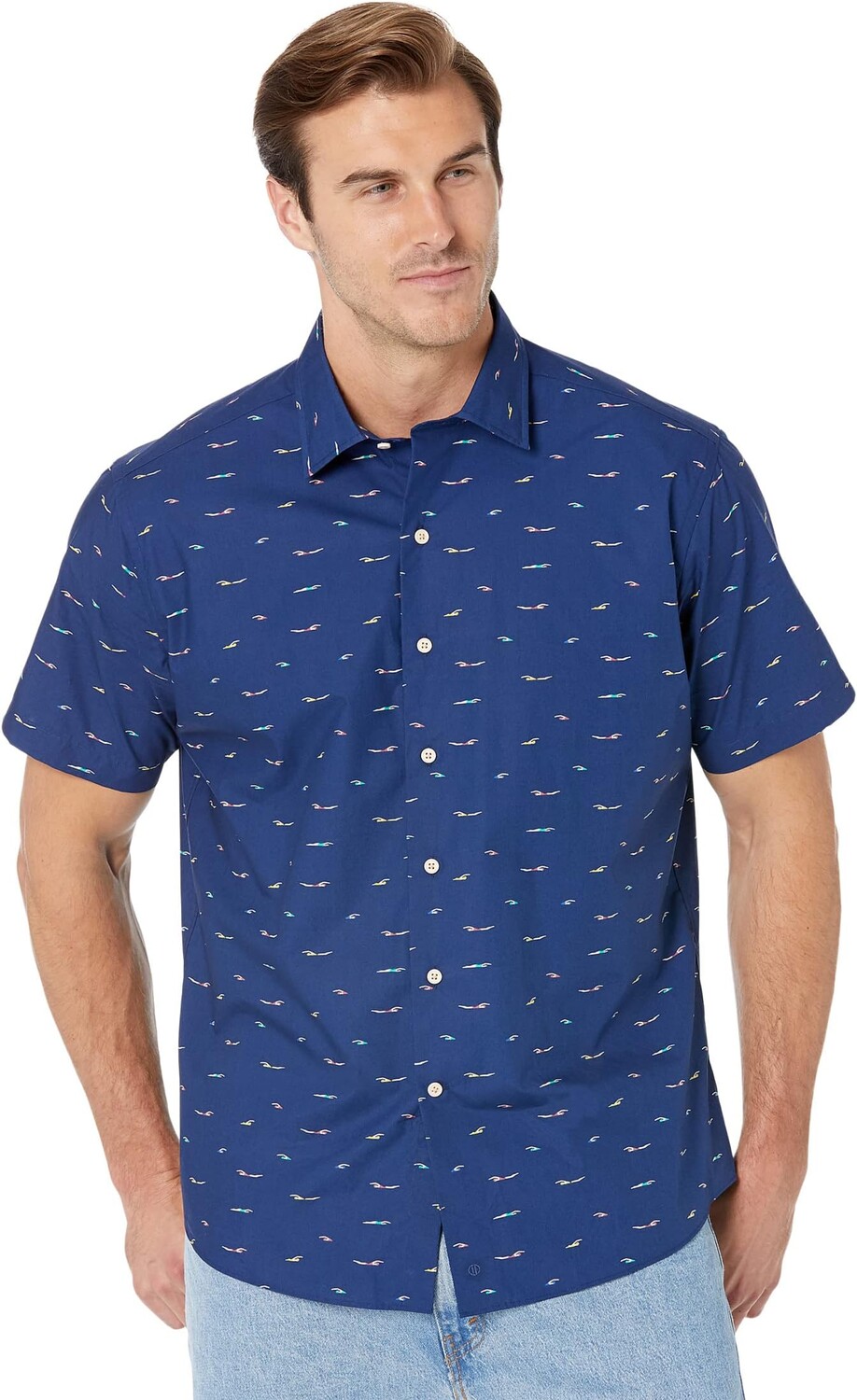 

Рубашка David Donahue Short Sleeve Shirt, темно-синий